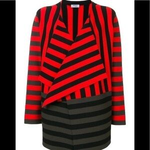 NWT Akris Punto Striped Waterfall Hem Cardigan